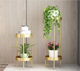 Blomsterbord blomsterstativ Oryza 25x50cm / 25x80cm gylden